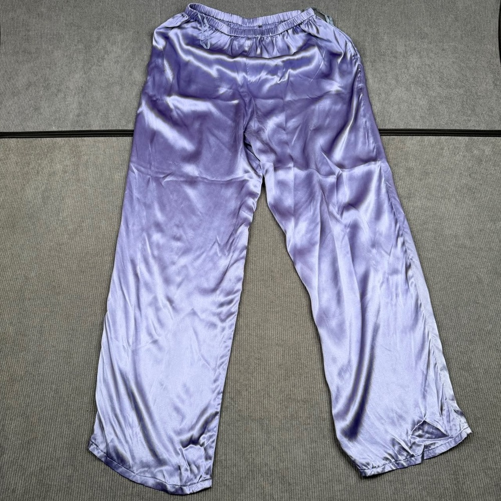 Cassis Lavender Purple 100% Silk Pajama Lounge y2k Pants Wide Leg Medium vtg